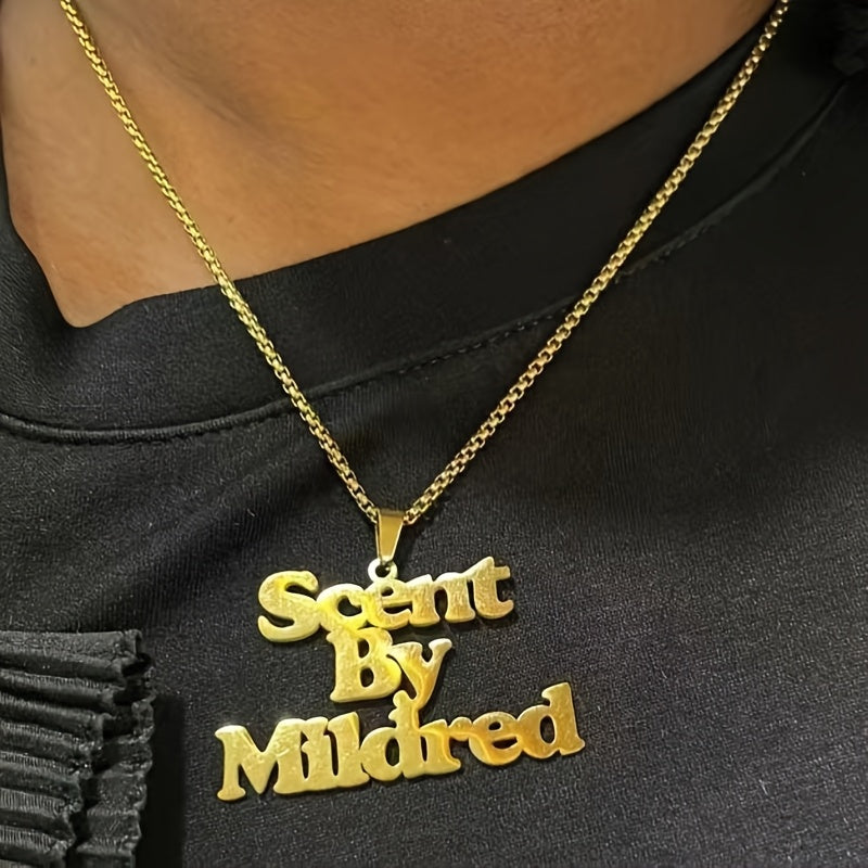 Customized name necklace with pearl chain and sesame seed clasp