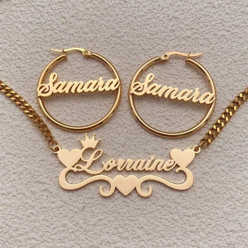 Personalized customized product necklace and earrings set of 3 pieces