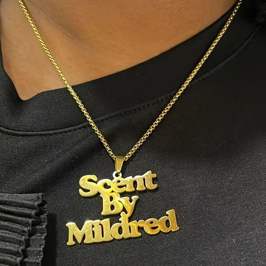 Customized name necklace with pearl chain and sesame seed clasp