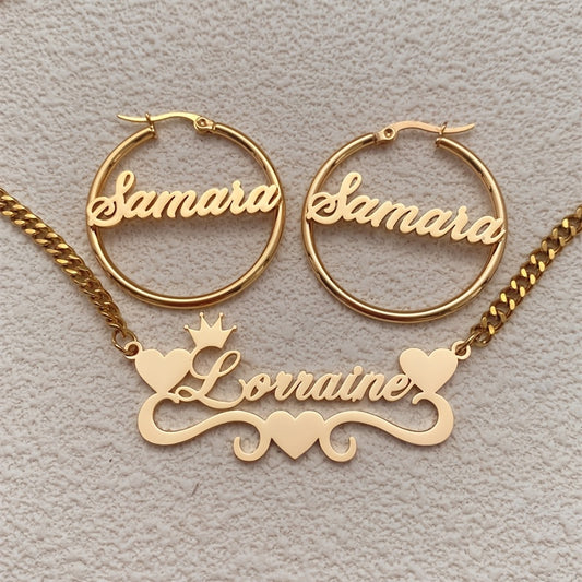 Personalized customized product necklace and earrings set of 3 pieces