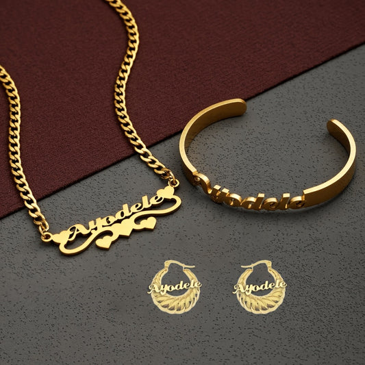 Customized personalized necklaces, earrings, bracelets and sets